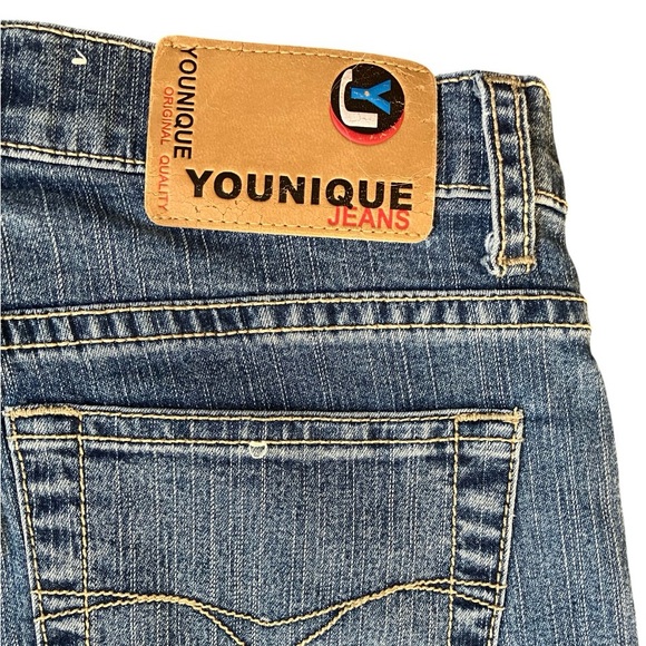 Younique Jeans Juniors 1 Blue Low Rise Flare Leg Butterfly Stretch Y2K - Picture 3 of 14